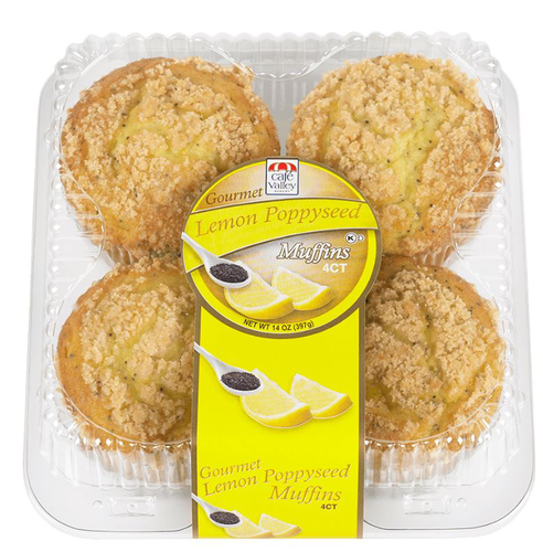 slide 1 of 1, Cv Lemon Poppy Muffins, 4 ct; 14 oz