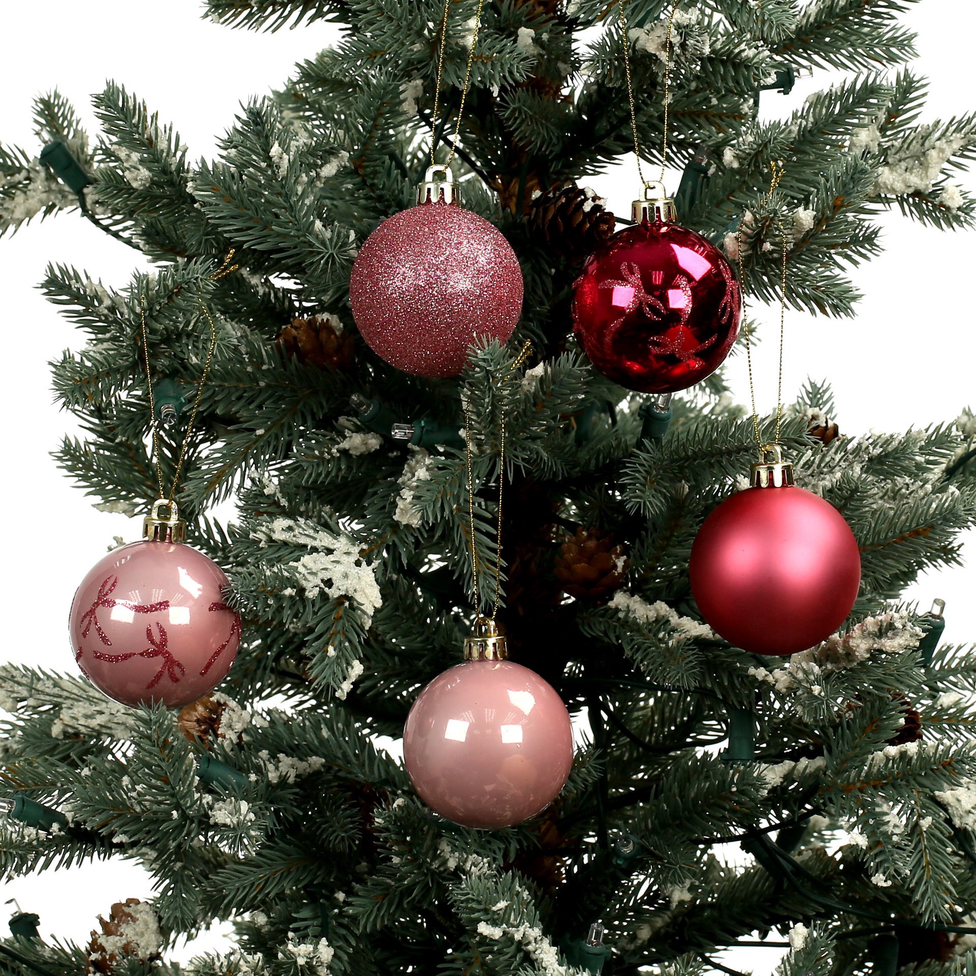 slide 2 of 3, 5 Pack 2.2" Holly Jolly Pink Bows Shatterproof Ball Ornaments By Ashland, 5 ct