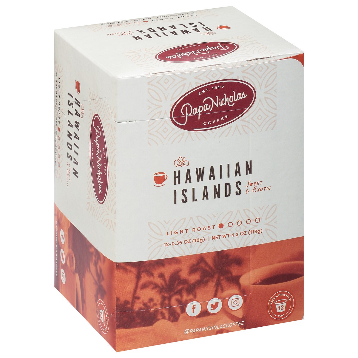 slide 7 of 9, PapaNicholas Coffee Light Roast Sweet & Exotic Hawaiian Islands Coffee - 12 ct, 12 ct