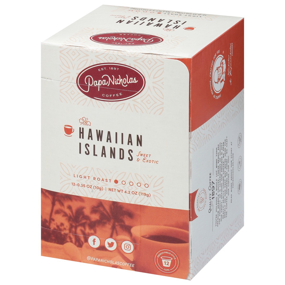 slide 8 of 9, PapaNicholas Coffee Light Roast Sweet & Exotic Hawaiian Islands Coffee - 12 ct, 12 ct