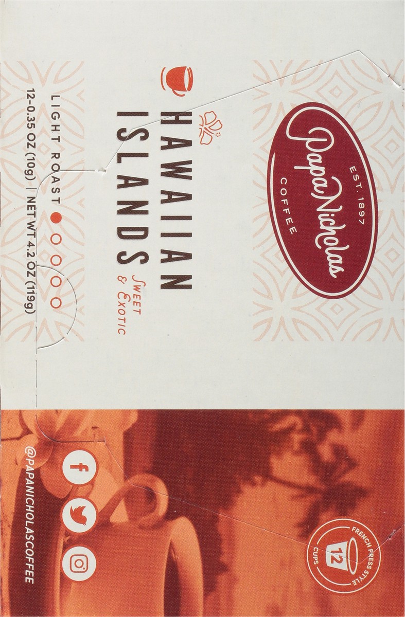 slide 9 of 9, PapaNicholas Coffee Light Roast Sweet & Exotic Hawaiian Islands Coffee - 12 ct, 12 ct