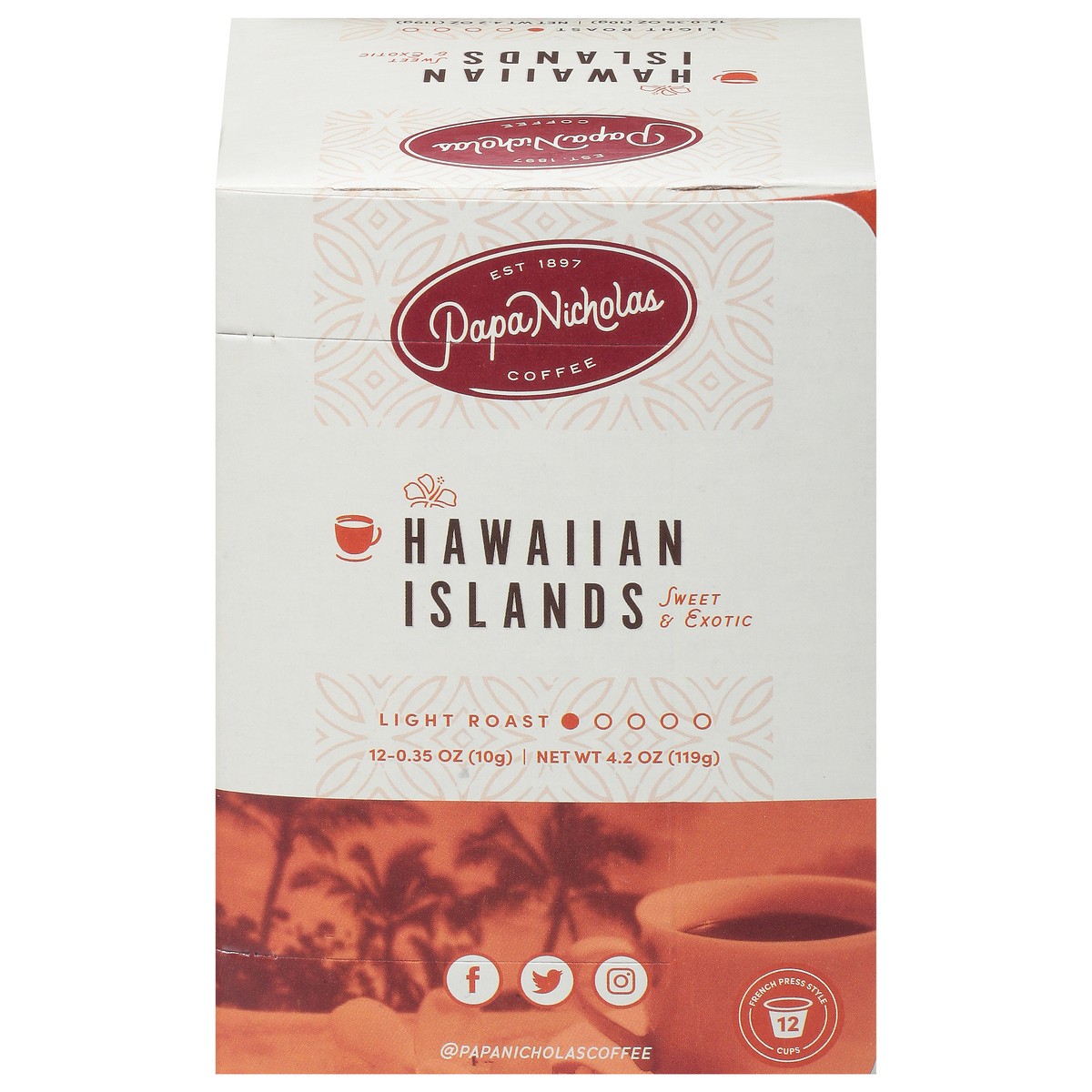 slide 1 of 9, PapaNicholas Coffee Light Roast Sweet & Exotic Hawaiian Islands Coffee - 12 ct, 12 ct