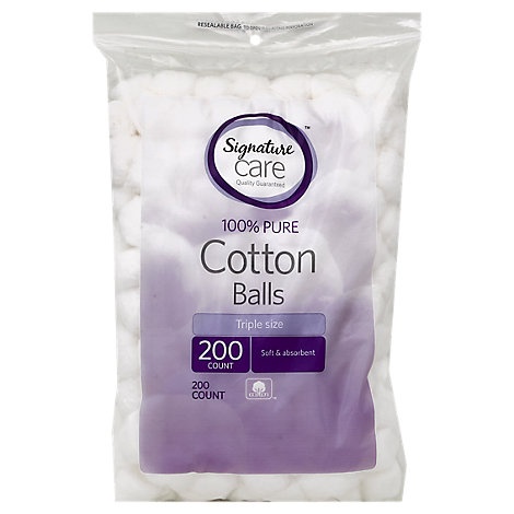 slide 1 of 1, Signature Care Cotton Balls 100% Pure, 200 ct