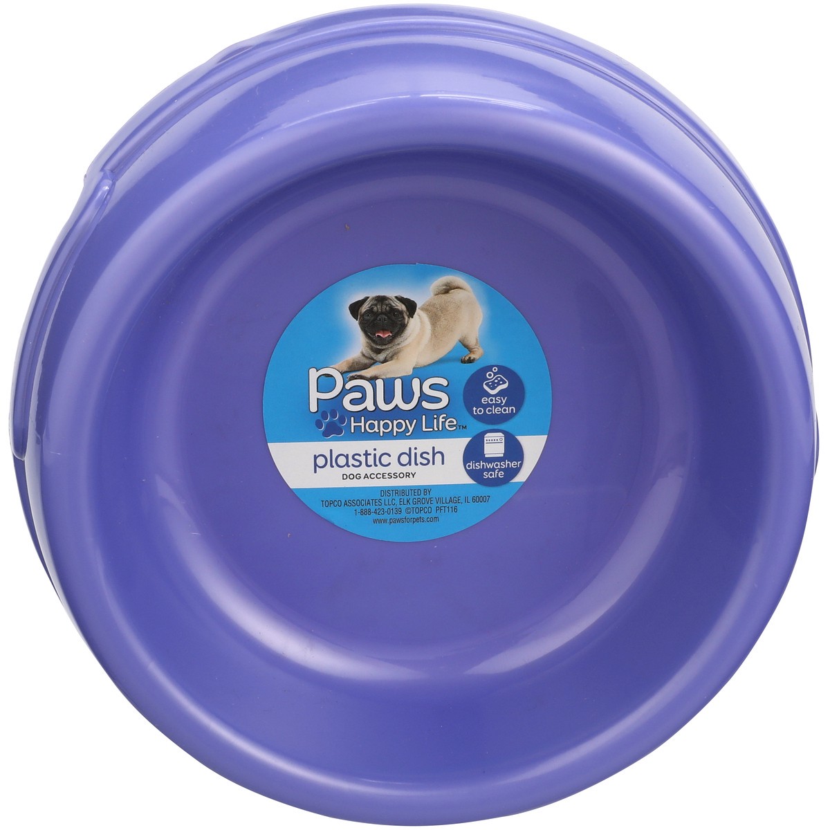 slide 2 of 8, Paws Happy Life Med Plast Dog Dish, 1 ct