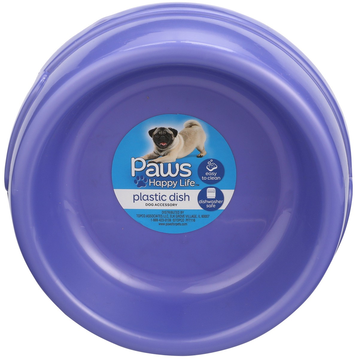 slide 1 of 8, Paws Happy Life Med Plast Dog Dish, 1 ct