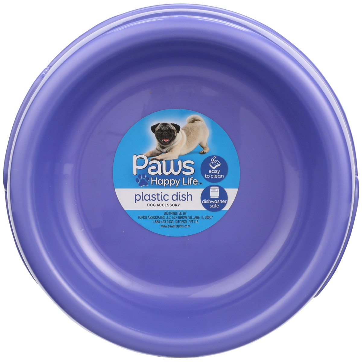 slide 7 of 8, Paws Happy Life Med Plast Dog Dish, 1 ct