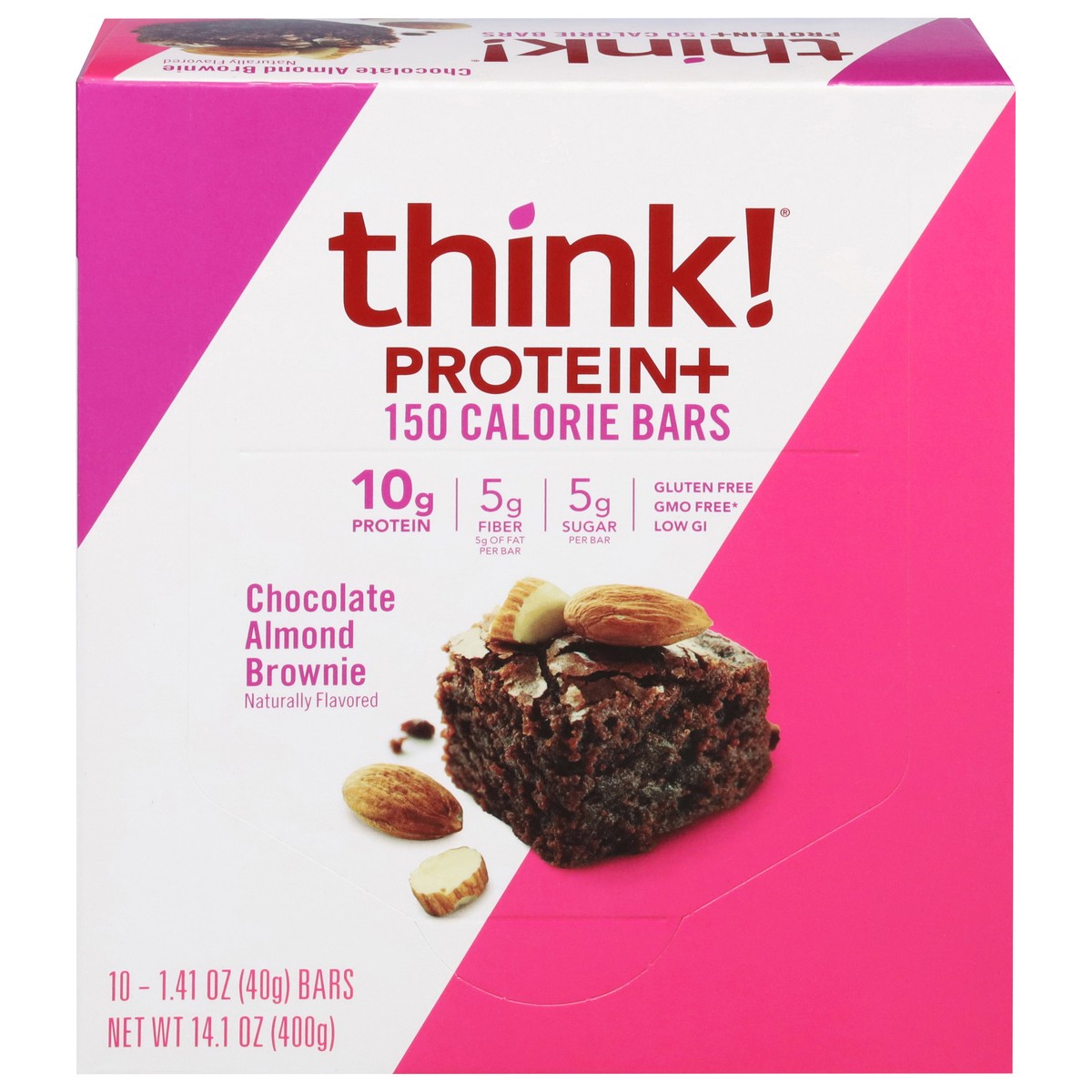 slide 1 of 12, think! thinkThin Chocolate Almond Brownie Protein Bars, 14.1 oz