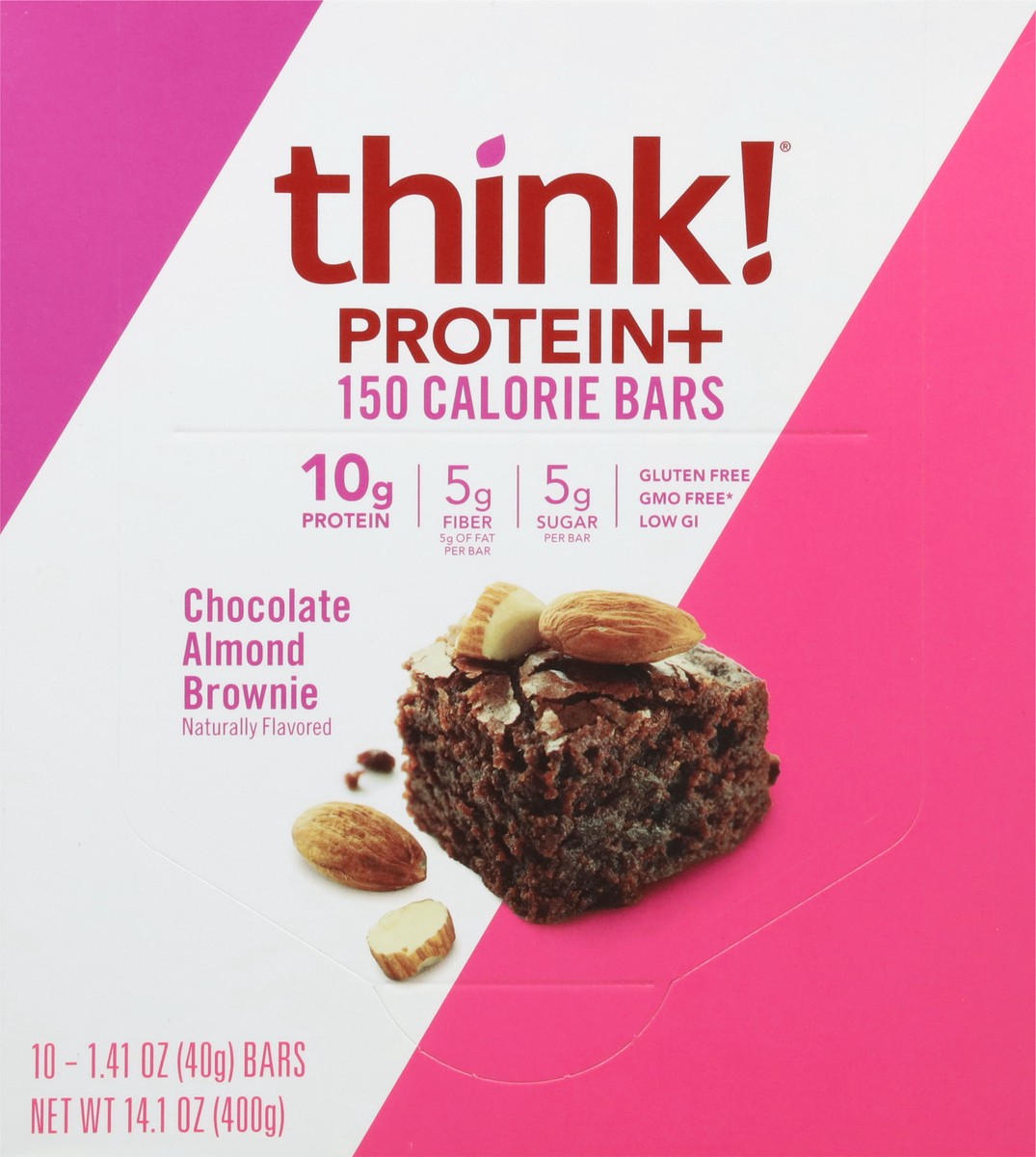 slide 11 of 12, think! thinkThin Chocolate Almond Brownie Protein Bars, 14.1 oz