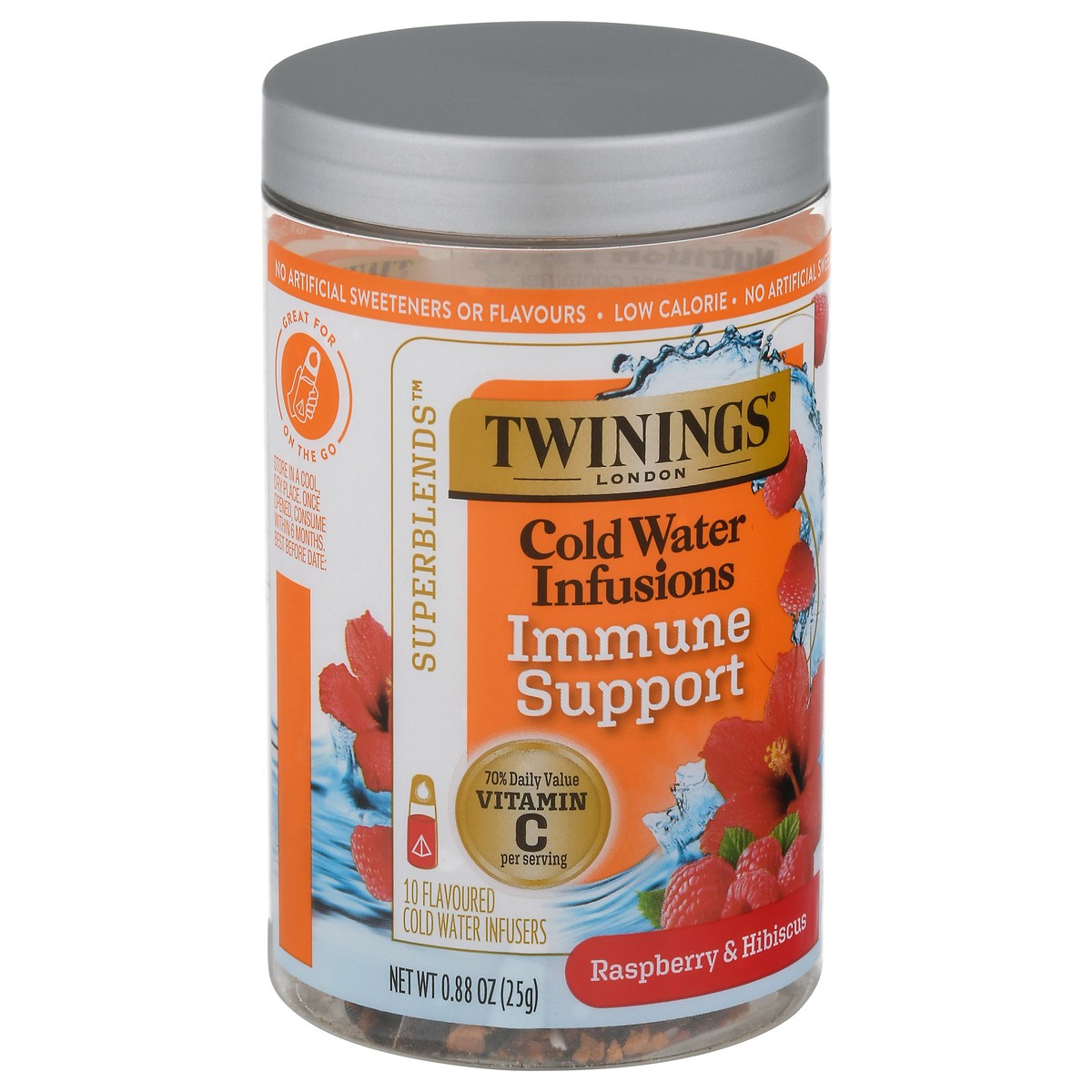slide 2 of 9, Twinings Superblends Immune Support Raspberry & Hibiscus Cold Water Infusions 10 Infusers, 10 ct