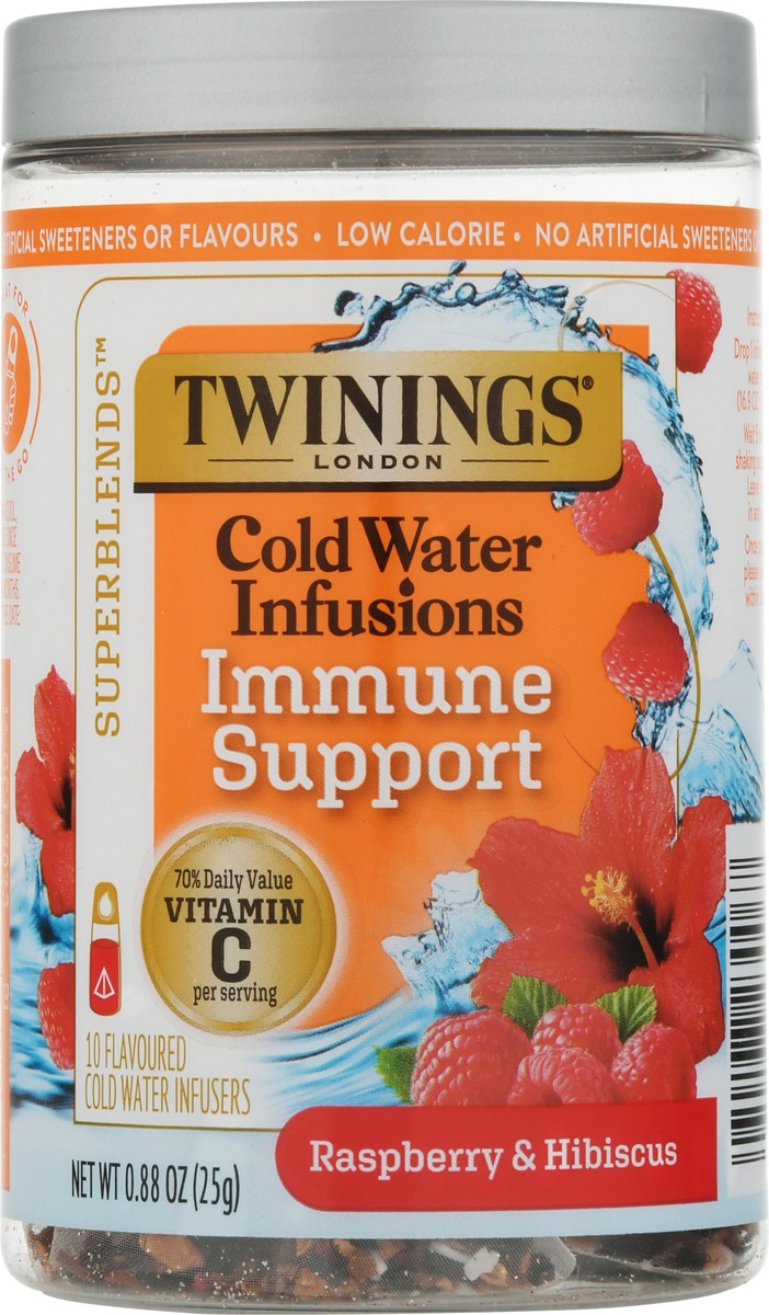 slide 6 of 9, Twinings Superblends Immune Support Raspberry & Hibiscus Cold Water Infusions 10 Infusers, 10 ct