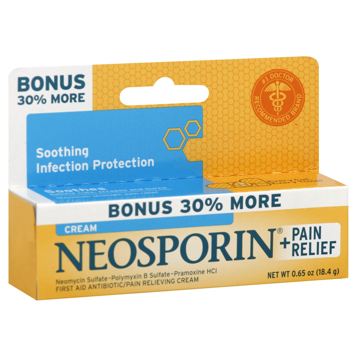 slide 3 of 5, Neosporin First Aid Antibiotic/Pain Relieving Cream 0.65 oz, 0.65 oz