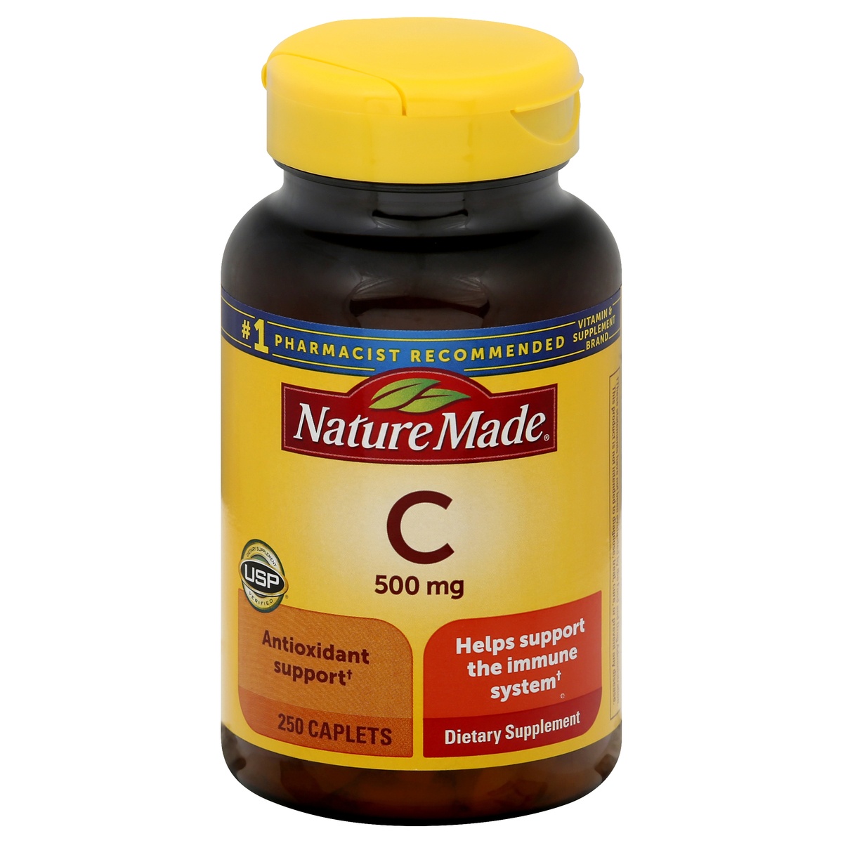 slide 1 of 6, Nature Made Vitamin C 500mg Immune Support Supplement Caplets - 250ct, 250 ct; 500 mg