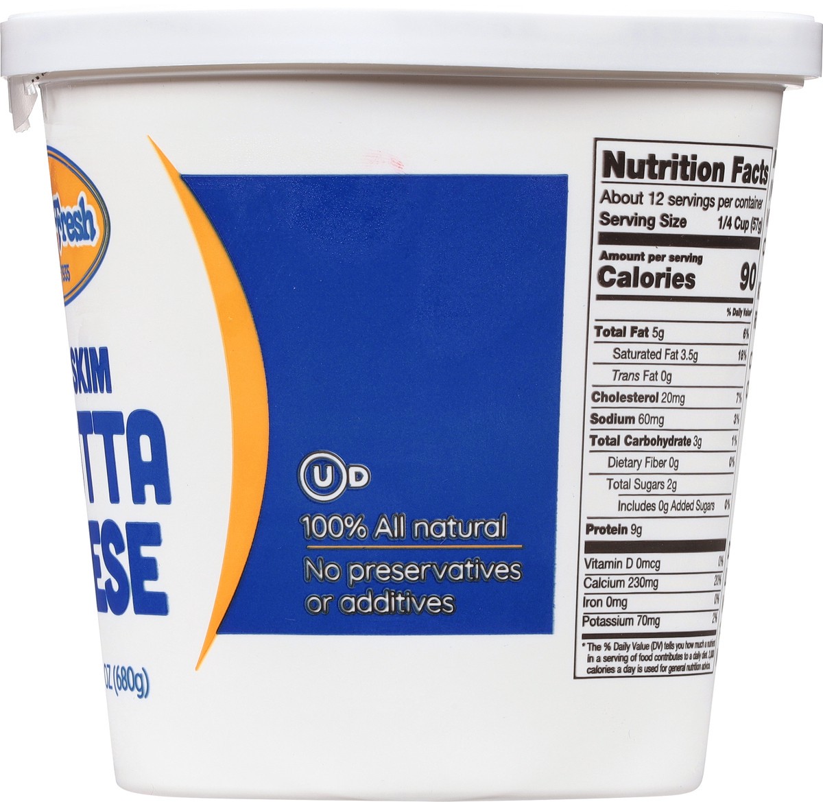 slide 8 of 14, Dairy Fresh Part Skim Ricotta Cheese 24 oz, 24 oz