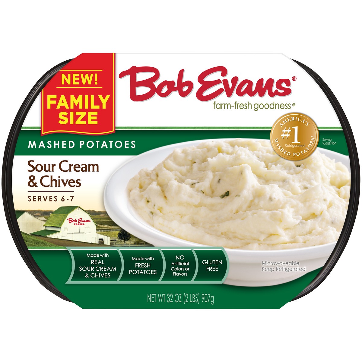 slide 5 of 8, Bob Evans Sour Cream & Chives Mashed Potatoes, Family Size, 32 oz
