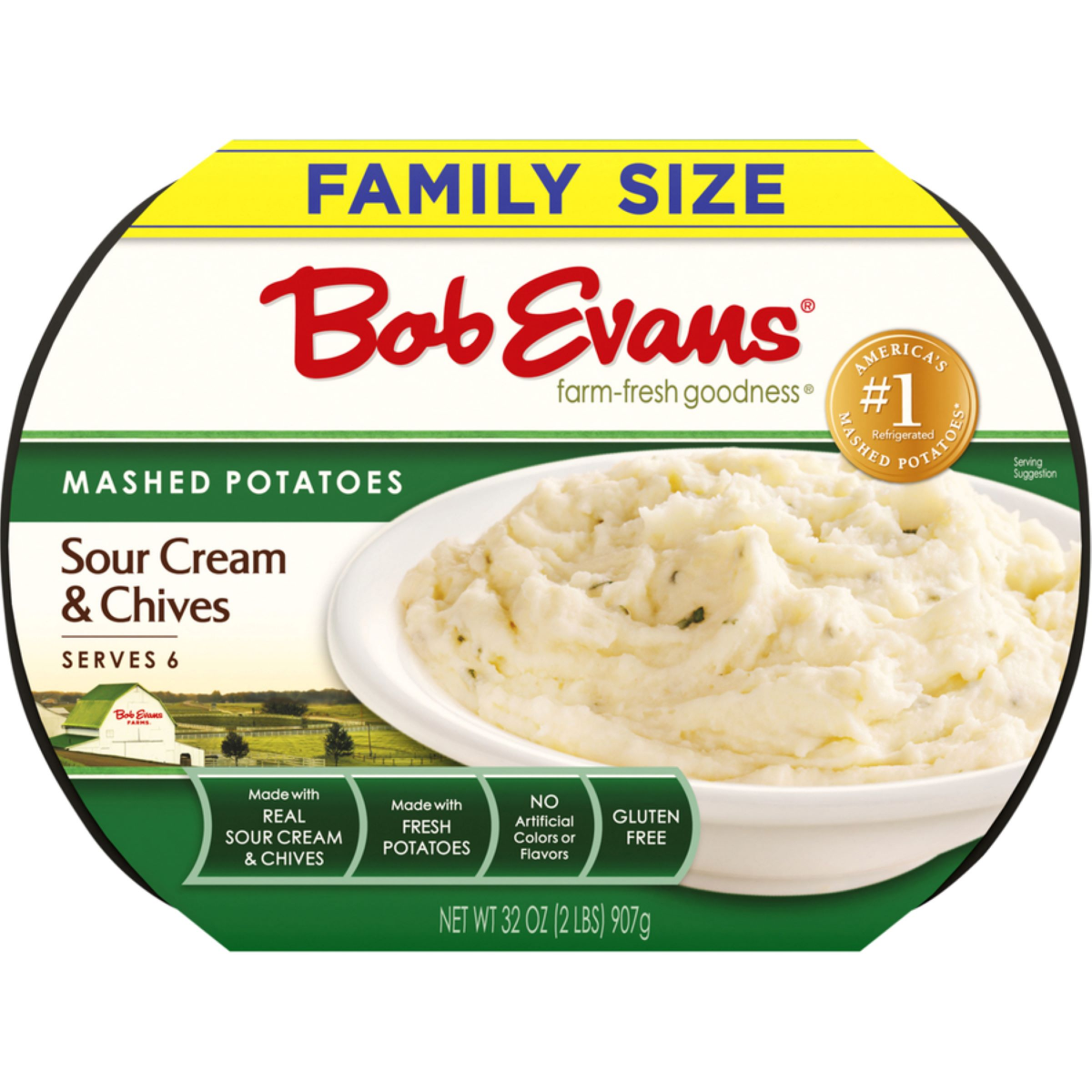 slide 1 of 8, Bob Evans Sour Cream & Chives Mashed Potatoes, Family Size, 32 oz