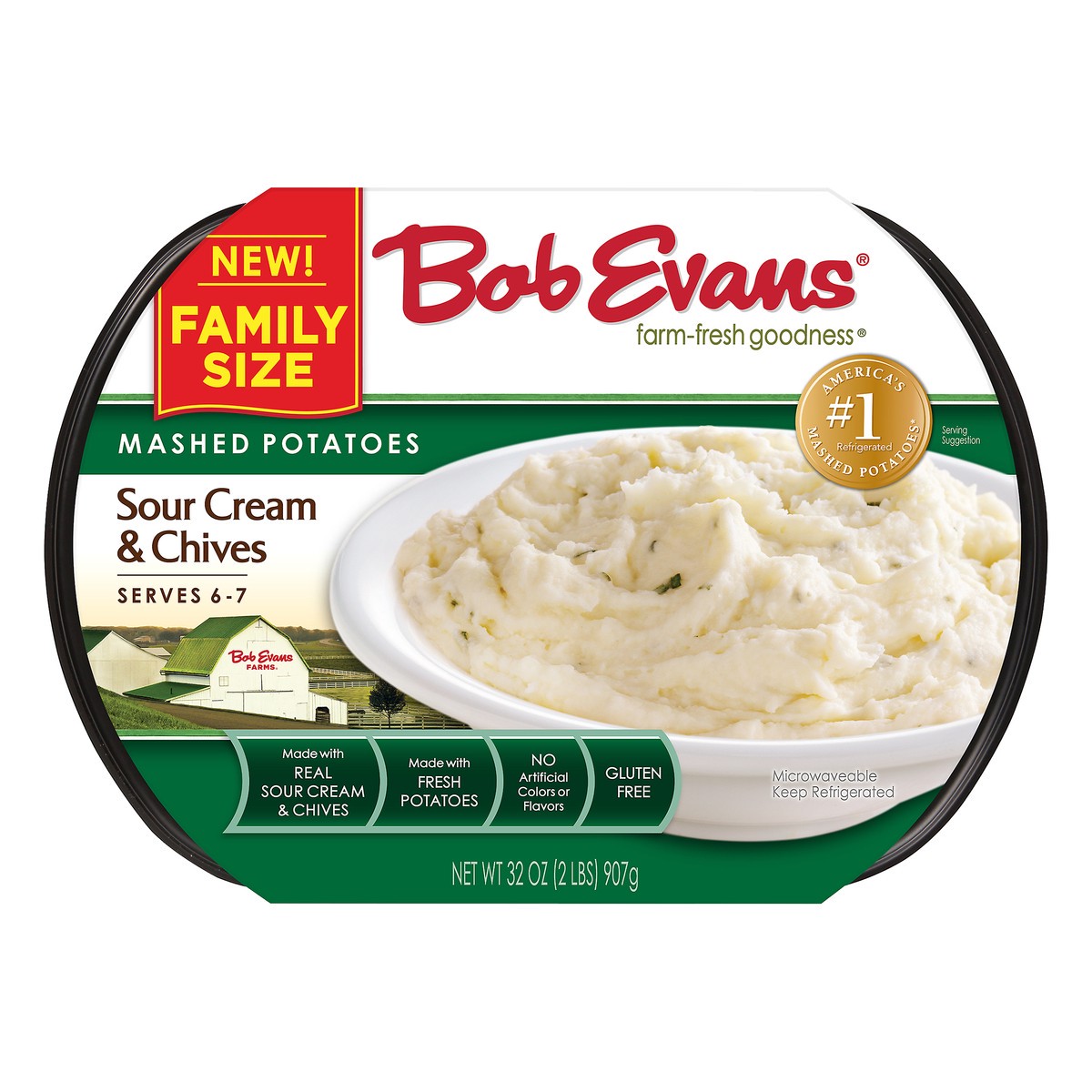 slide 8 of 8, Bob Evans Sour Cream & Chives Mashed Potatoes, Family Size, 32 oz