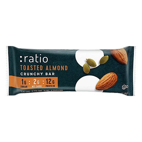 slide 1 of 1, :ratio Keto Friendly Bar Toasted Almond, 1.45 oz