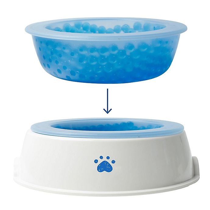 slide 2 of 2, Pawslife Cooling Pet Water Bowl - White/Blue, 1 ct