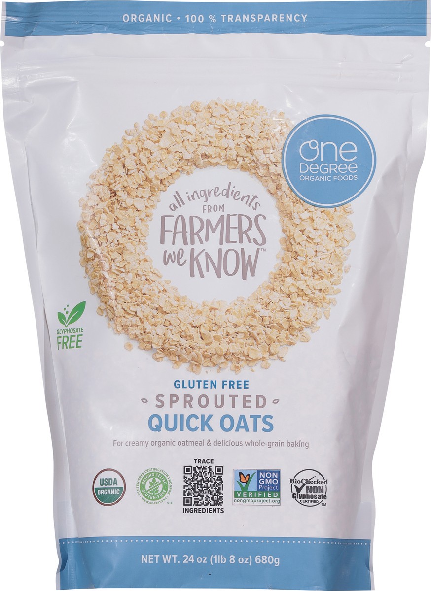 slide 9 of 11, One Degree Organic Foods Oats Quick Sprouted, 24 oz