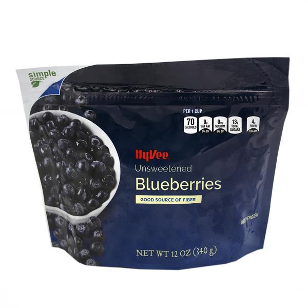 slide 1 of 1, Hy-vee Freshly Frozen Unsweetened Blueberries, 12 oz