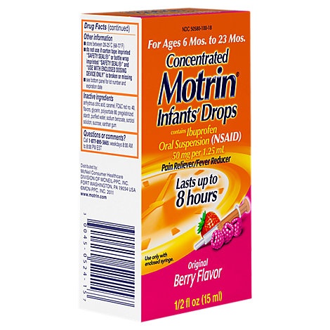 slide 1 of 1, Motrin Infants Drops Concentrated Ibuprofen Suspension Original Berry Flavr -., 5 fl oz