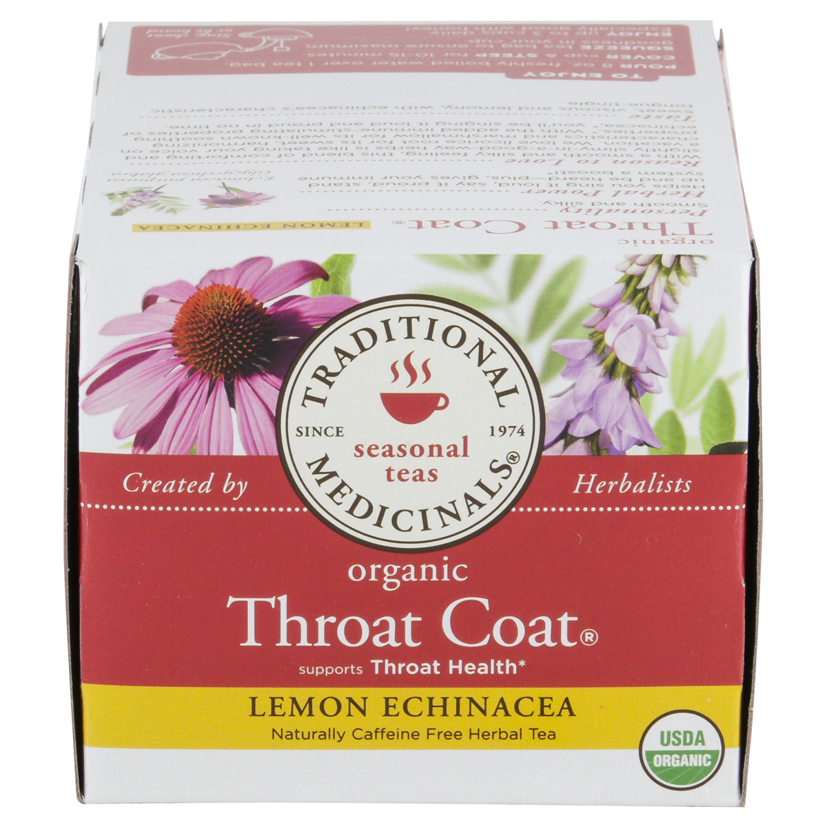 slide 69 of 93, Traditional Medicinals Organic Throat Coat Lemon Echinacea, Caffeine Free Herbal Tea, 16 ct