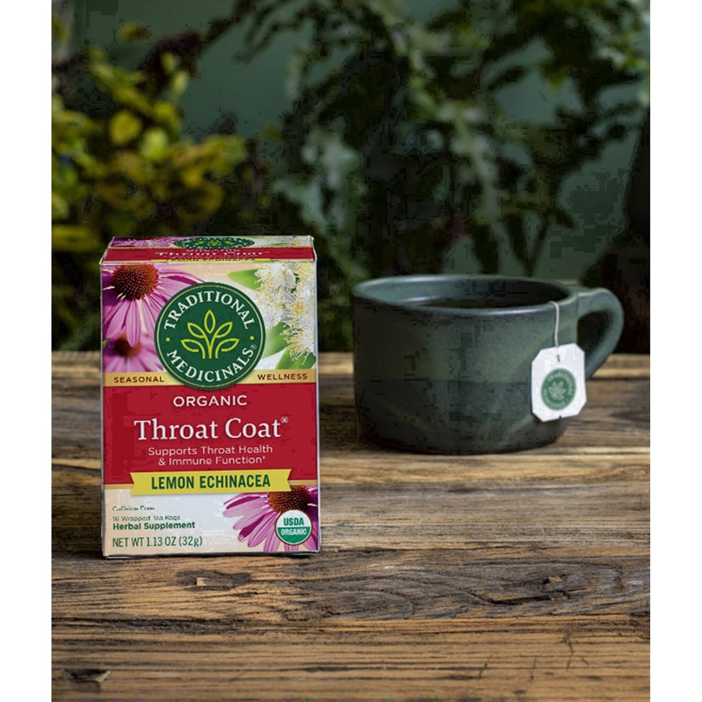slide 80 of 93, Traditional Medicinals Organic Throat Coat Lemon Echinacea, Caffeine Free Herbal Tea, 16 ct