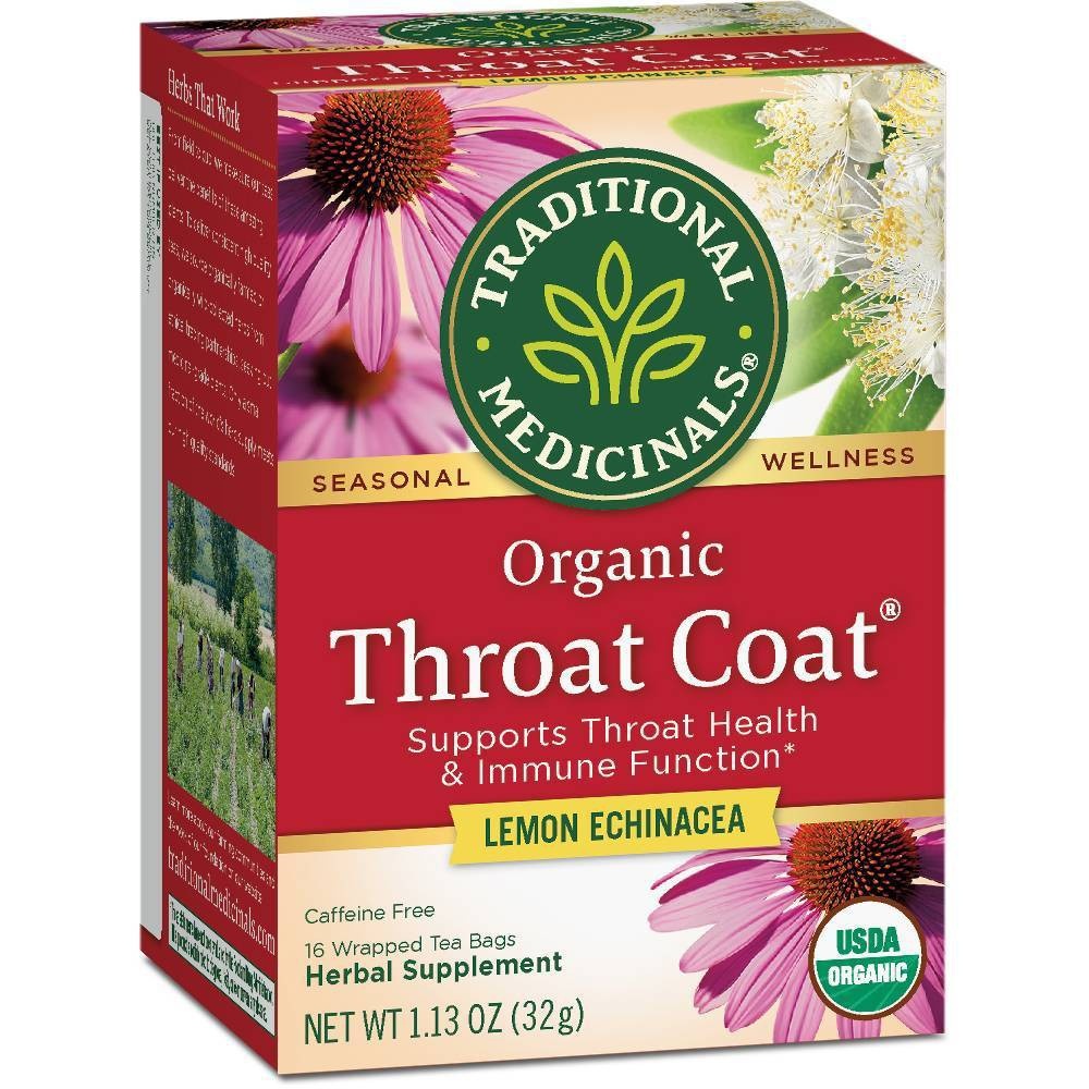 slide 1 of 7, Traditional Medicinals Organic Throat Coat Lemon Echinacea Herbal Tea, 16 ct