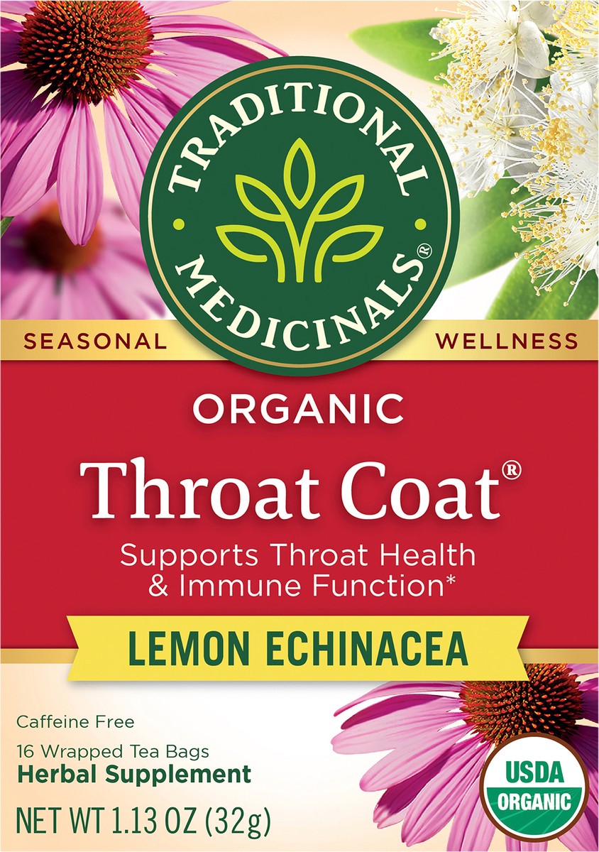 slide 1 of 93, Traditional Medicinals Throat Coat Lemon Echinacea - 16 ct, 16 ct