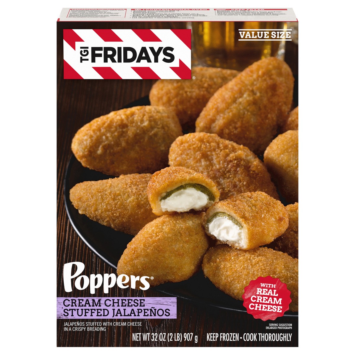 slide 1 of 5, TGI Fridays Frozen Appetizers Cream Cheese Stuffed Jalapeno Poppers Value Size, 32 oz. Box, 32 oz