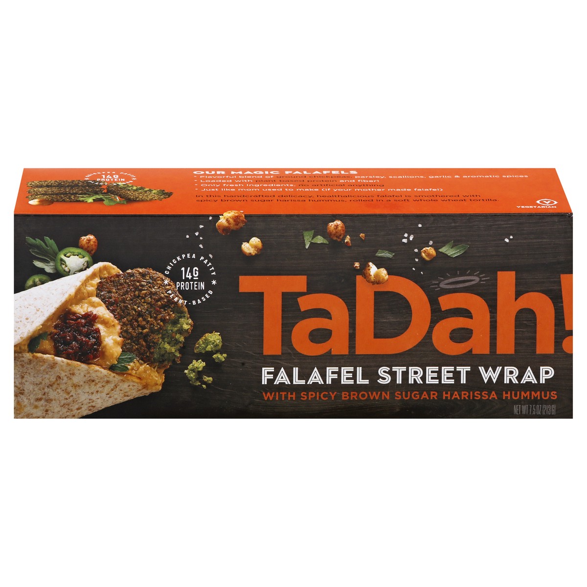slide 1 of 13, Tadah! with Spicy Brown Sugar Harissa Hummus Falafel Street Wrap 7.5 oz, 7.5 oz