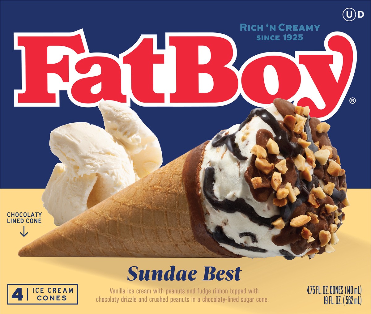 slide 4 of 7, Fat Boy Premium Sundae Best Ice Cream Cones 4 Ea, 4 ct