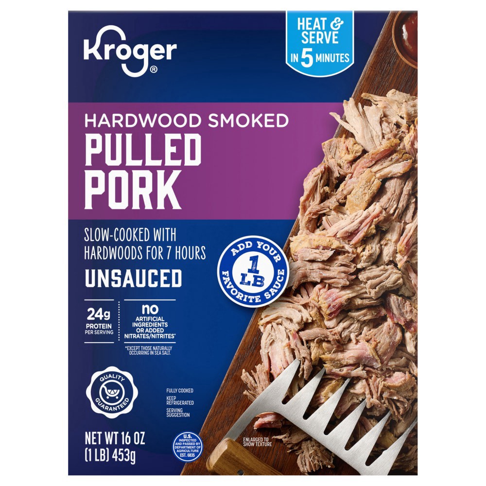 slide 1 of 3, Kroger Hardwood Smoked Pulled Pork, 16 oz