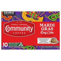 Community Coffee Mardi Gras King Cake Single Serve, 10 Count