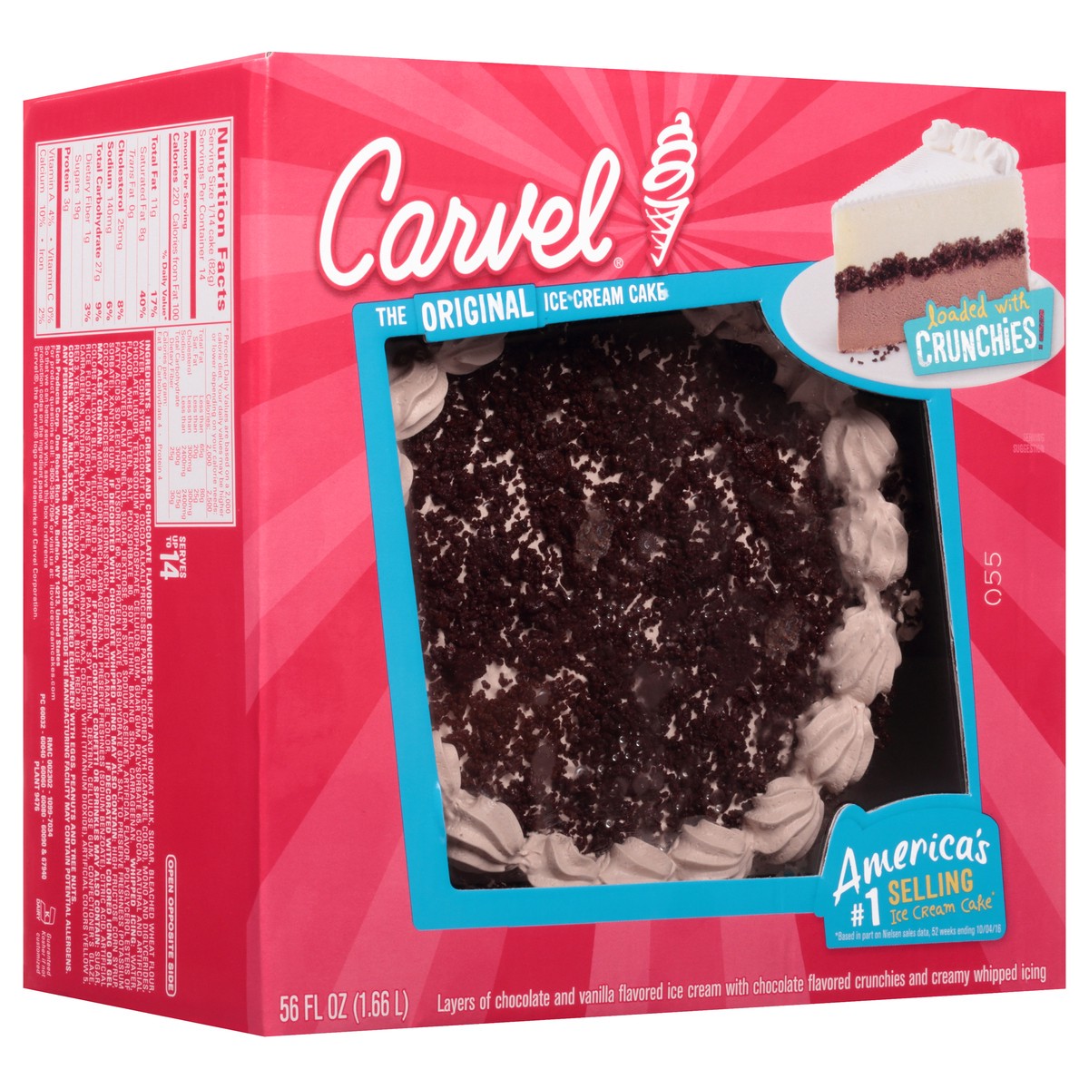 slide 2 of 8, Rich's Double Crunch Ice Cream Cake-Carvel, 56 oz