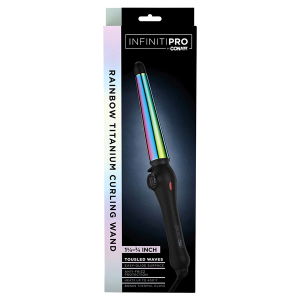 slide 1 of 1, Conair Infinity Pro Rainbow Titanium Conical Clipless Curling Wand, 1 ct