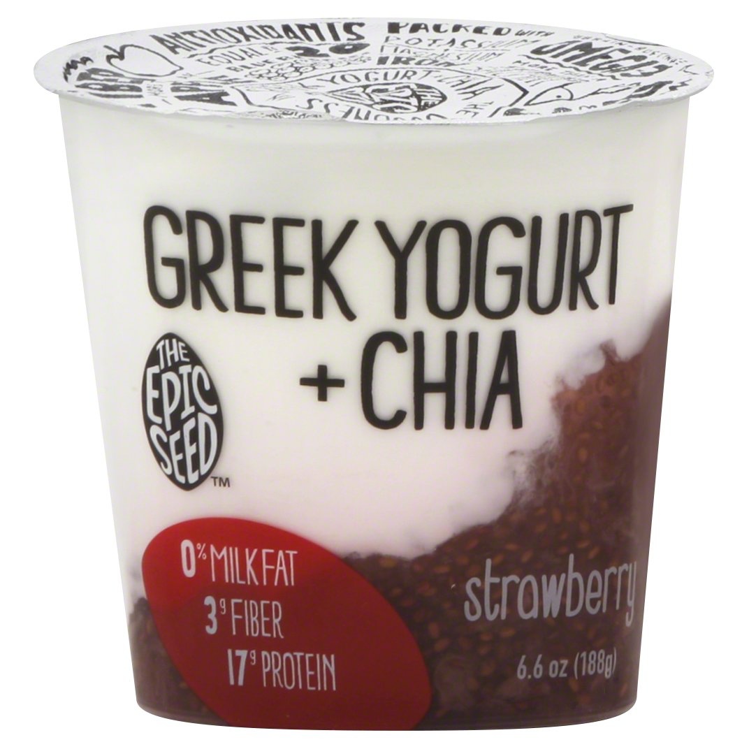 slide 1 of 3, The Epic Seed Greek Yogurt Strawberry & Chia, 6.6 oz