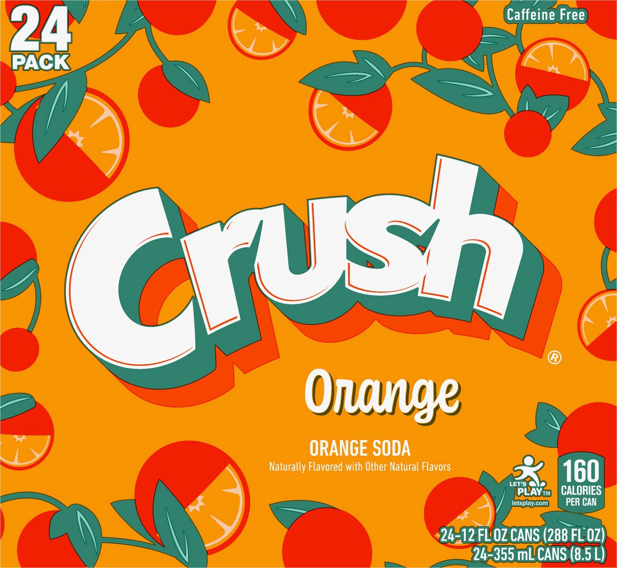 slide 7 of 7, Crush Orange Soda, 12 fl oz cans, 24 pack, 24 ct; 12 fl oz