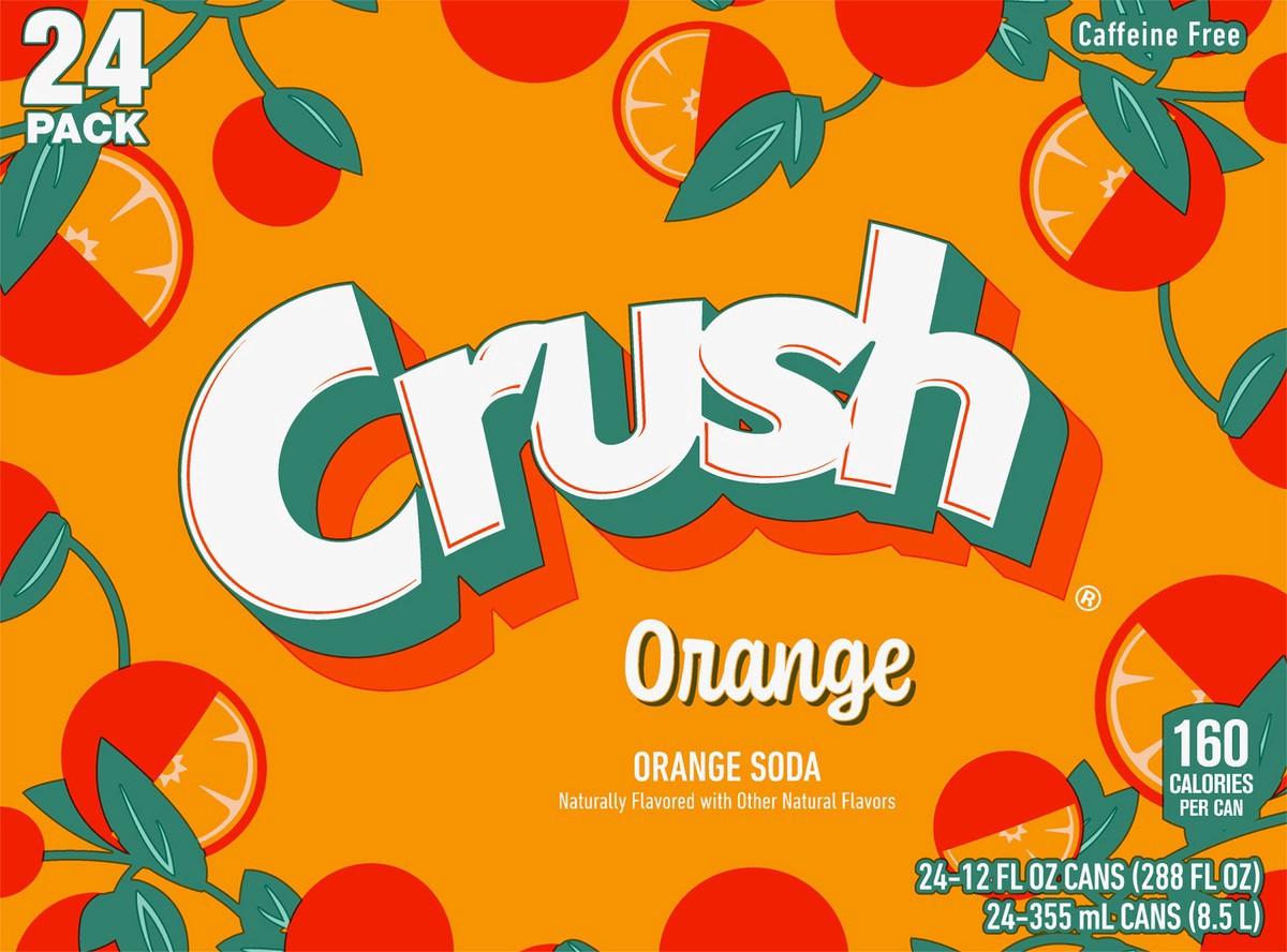 slide 2 of 7, Crush Orange Soda, 12 fl oz cans, 24 pack, 24 ct; 12 fl oz