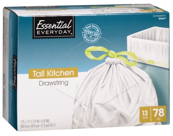 slide 1 of 1, Essential Everyday Tall Kitchen Drawstring, 78 ct