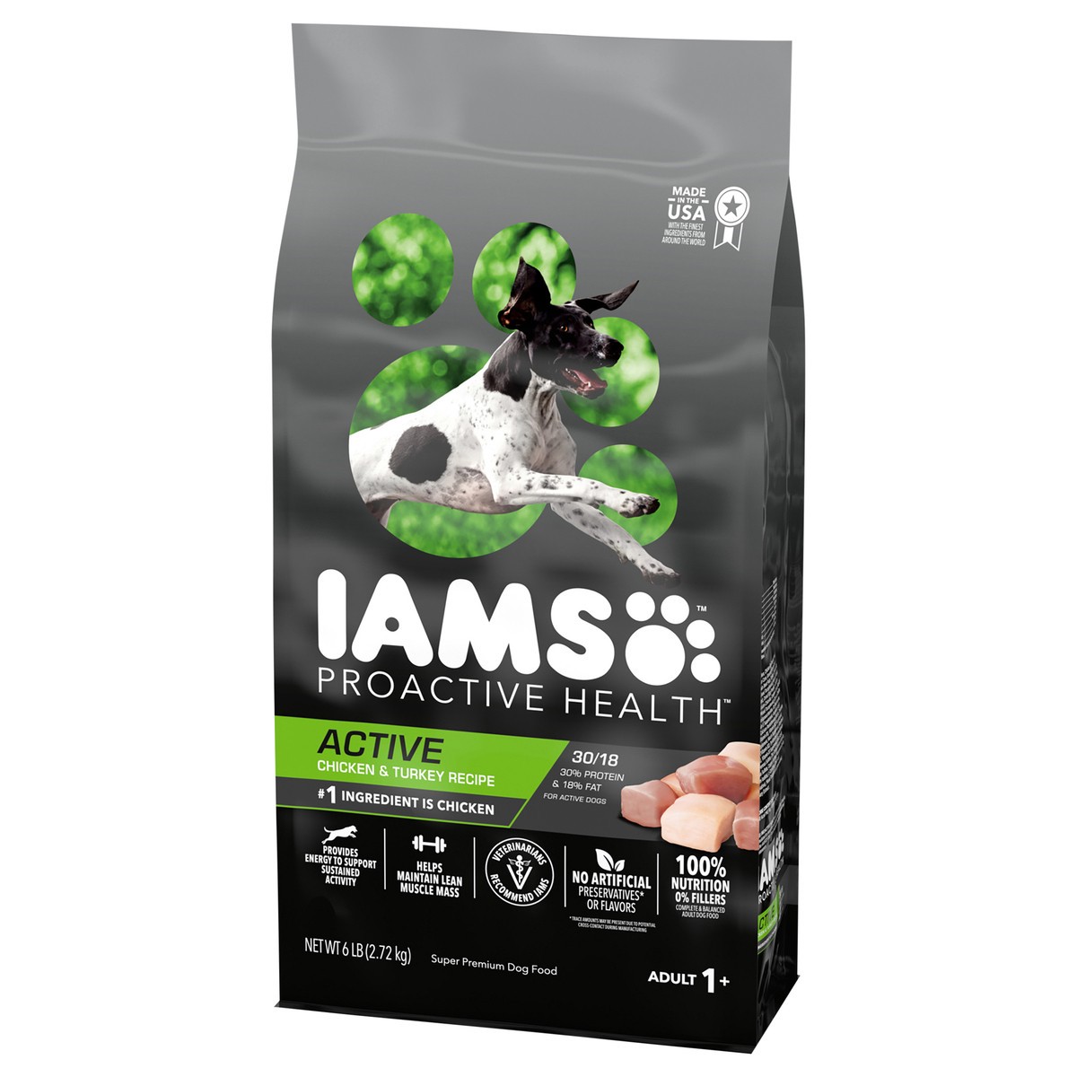 slide 3 of 9, IAMS ProActive Health Active with Chicken and Turkey Dry Dog Food - 6lbs, 6 lb