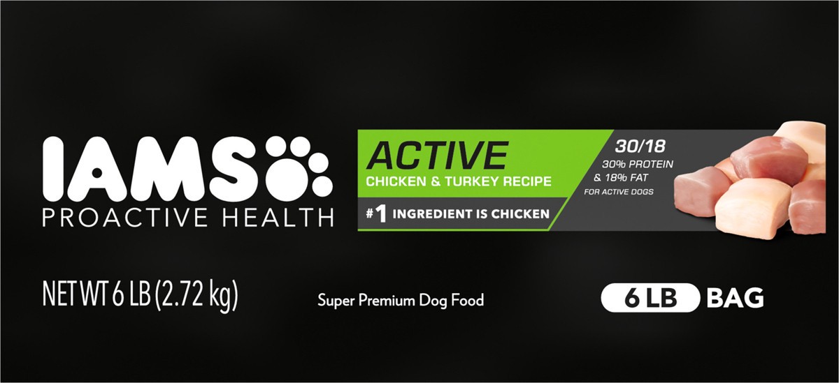 slide 4 of 9, IAMS ProActive Health Active with Chicken and Turkey Dry Dog Food - 6lbs, 6 lb