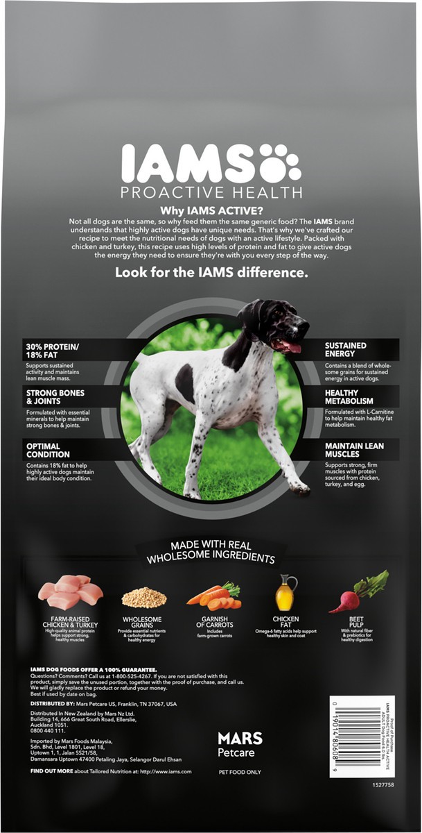 slide 5 of 9, IAMS ProActive Health Active with Chicken and Turkey Dry Dog Food - 6lbs, 6 lb