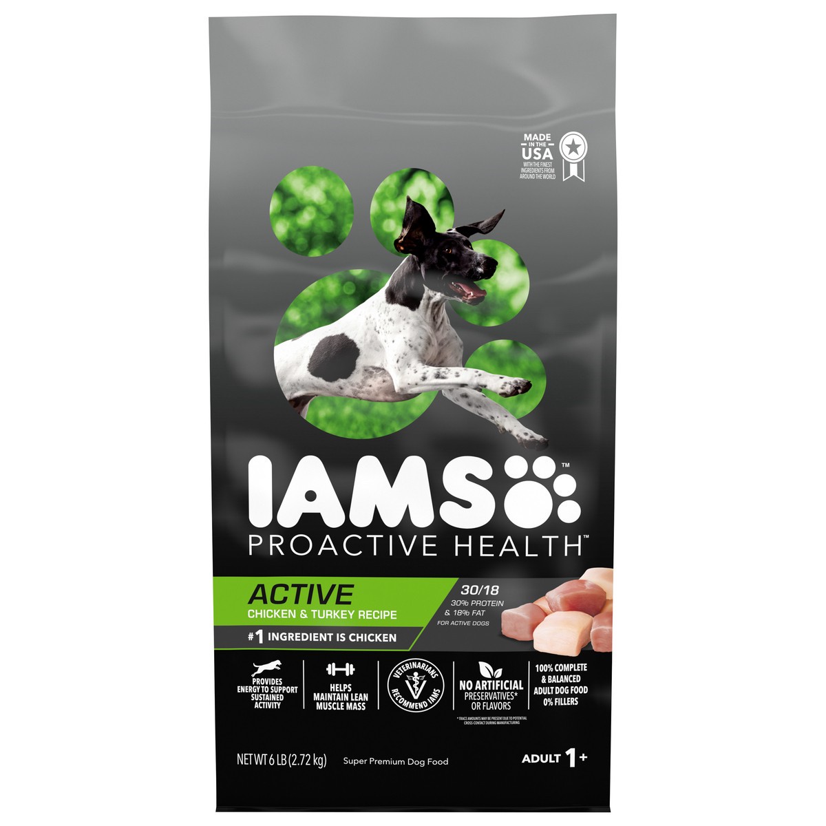 slide 1 of 9, IAMS ProActive Health Active with Chicken and Turkey Dry Dog Food - 6lbs, 6 lb