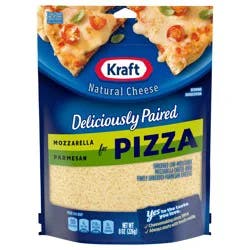 Kraft Deliciously Paired Mozzarella & Parmesan Shredded Cheese for Pizza, 8 oz Bag