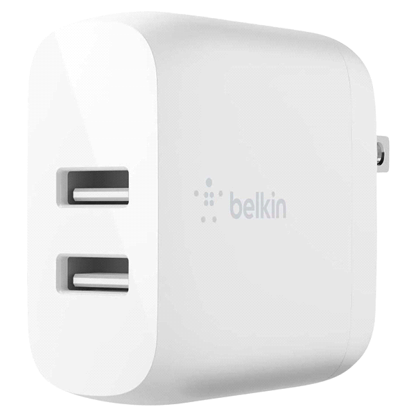 slide 12 of 17, Belkin 24W Dual USB-A Wall Charger, White, 1 ct