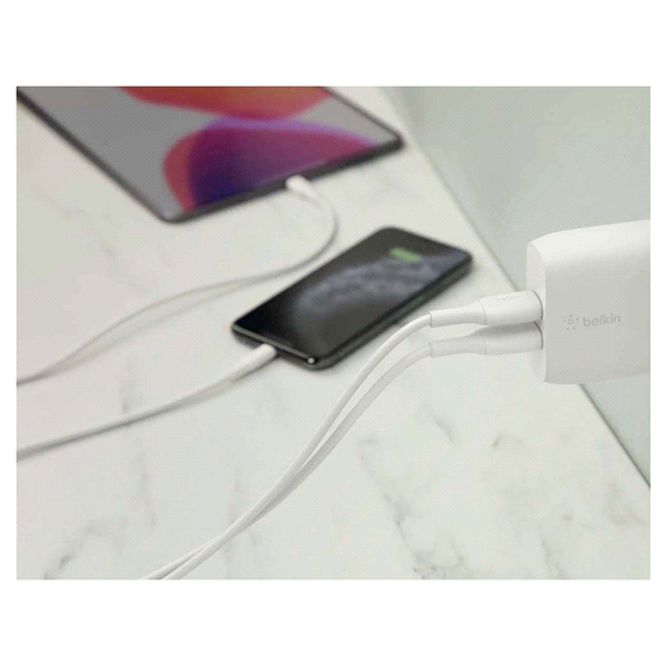 slide 8 of 17, Belkin 24W Dual USB-A Wall Charger, White, 1 ct