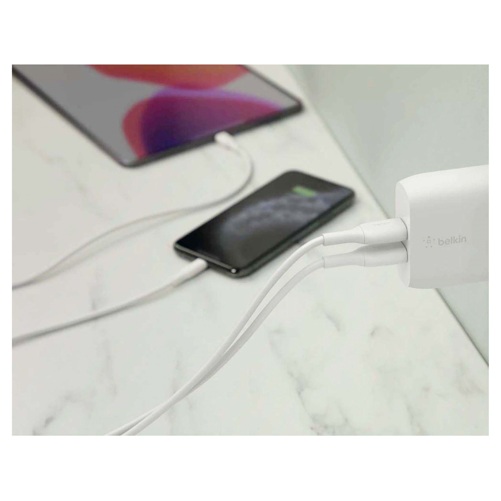 slide 7 of 17, Belkin 24W Dual USB-A Wall Charger, White, 1 ct