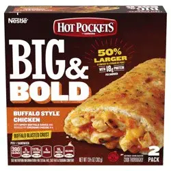 Hot Pockets Big & Bold Buffalo Style Chicken Frozen Snacks, Frozen Buffalo Chicken Sandwiches with White Meat Chicken, 2 Count Microwave Snacks