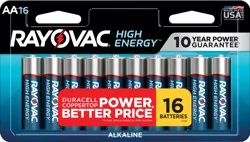 Rayovac High Energy Alkaline AA Batteries, 16 Pack